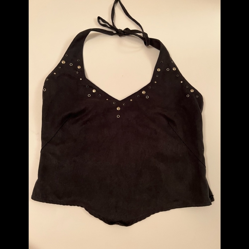 Harley-Davidson Black Studded Halter Crop Top